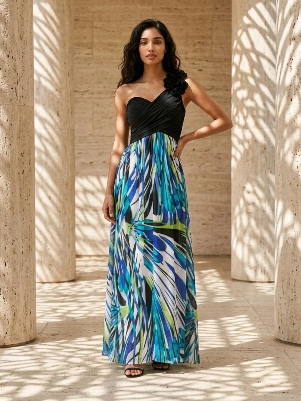 My Michelle Peacock One Shoulder Maxi Dress Prom Cruise Formal Juniors 7